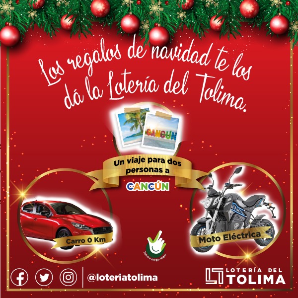Los regalos de la Navidad te los da la Lotería del Tolima..