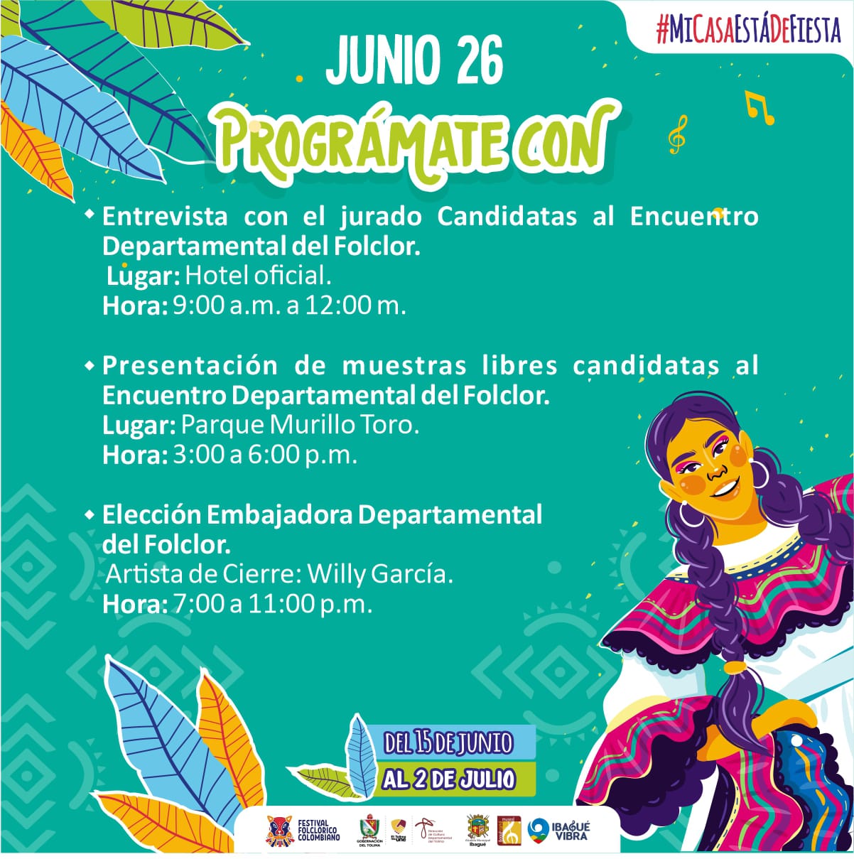 Prográmate para hoy y vive el 49° Festival Folclórico Colombiano, porque #MiCasaEstaDeFiesta