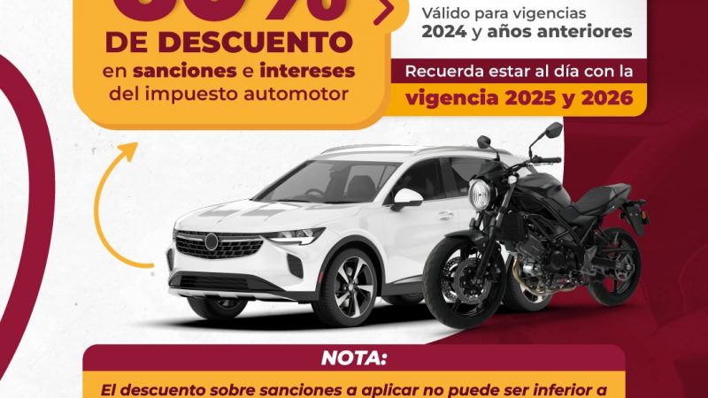 Póngase al día: Aproveche el descuento del 60% en intereses y sanciones del Impuesto de Vehículos de Tolima