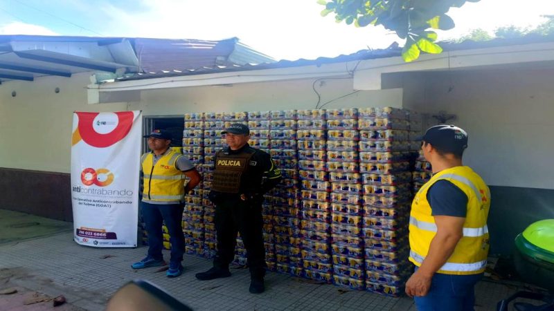 GOAT incautó más de 14 mil unidades de cerveza ilegal en corredores estratégicos del Tolima