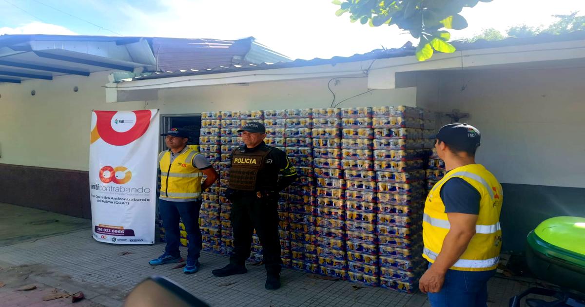 GOAT incautó más de 14 mil unidades de cerveza ilegal en corredores estratégicos del Tolima