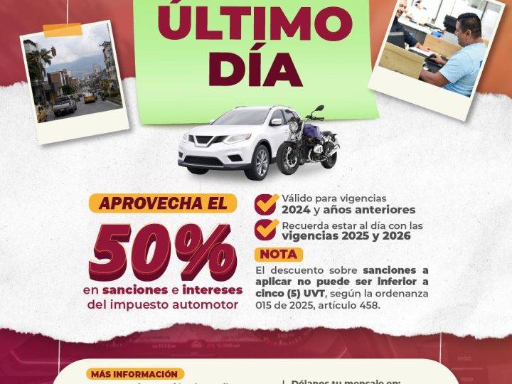 La Secretaría de Hacienda del Tolima invita a los contribuyentes a aprovechar el último día para cumplir con sus obligaciones tributarias