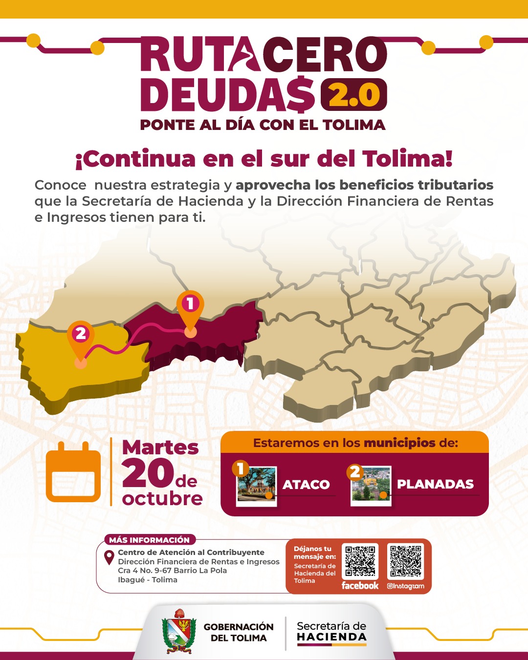 La Ruta Cero Deudas 2.0 continúa su recorrido por el sur del Tolima.