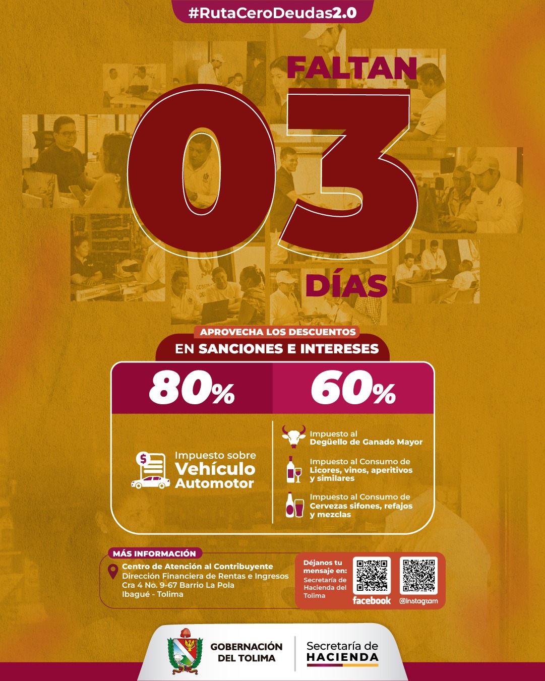 A tres días de finalizar la primera etapa de descuentos de la Ruta Cero Deudas 2.0.