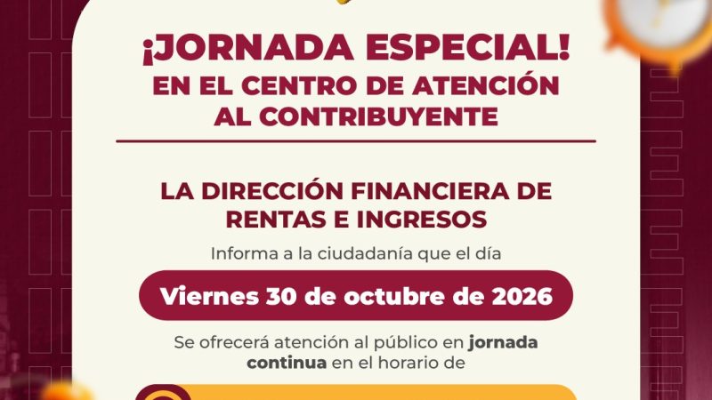 Centro de Atención al Contribuyente tendrá jornada especial este viernes 30 de octubre