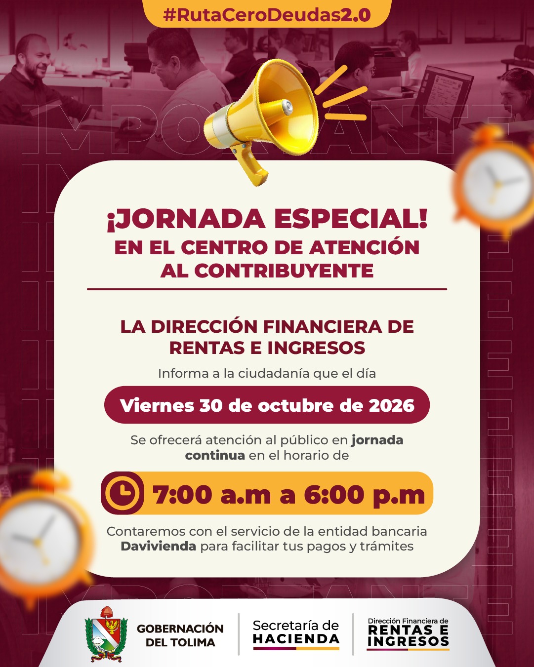 Centro de Atención al Contribuyente tendrá jornada especial este viernes 30 de octubre